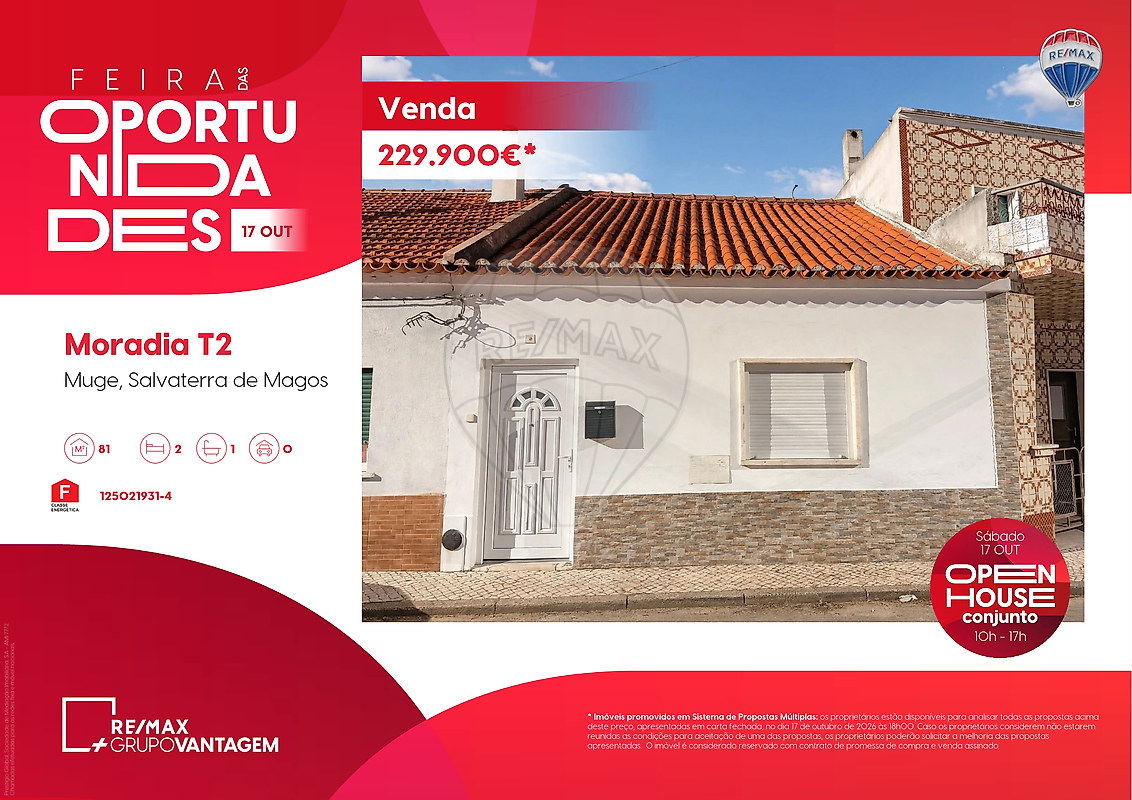 Moradia T2 para venda