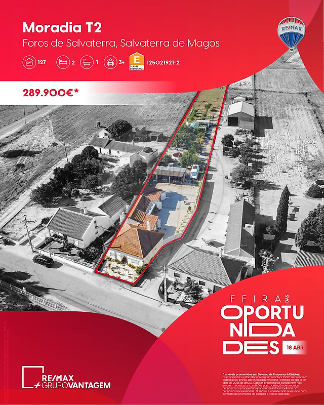 Moradia T2 para venda