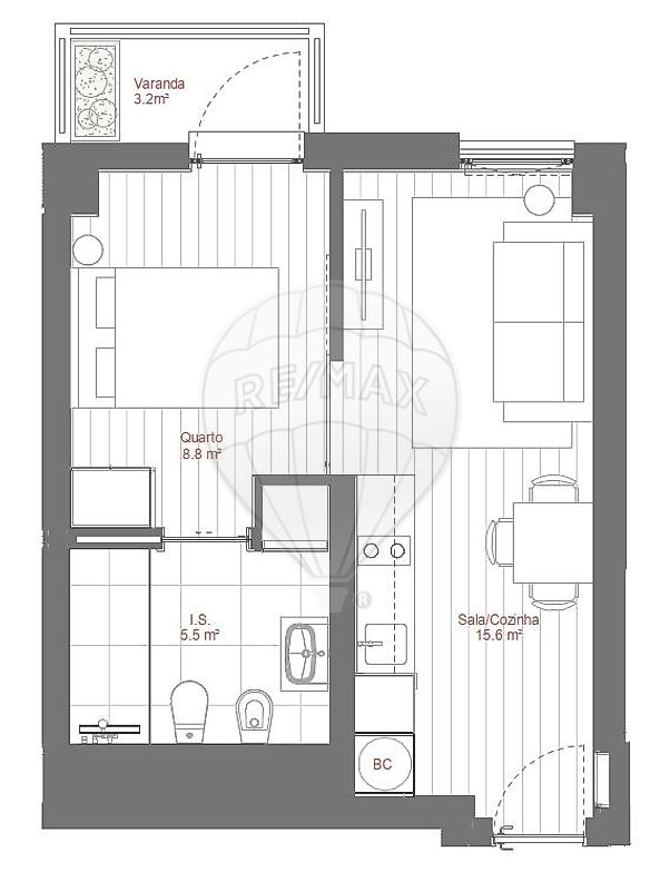 Apartamento T1 para arrendamento