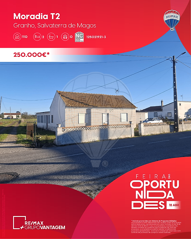 Moradia T2 para venda